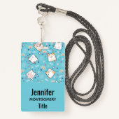 かわいい子ネコお洒落柄 バッジ (裏面ランヤード)