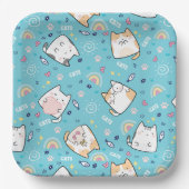 かわいい子ネコお洒落柄 ペーパープレート (正面)