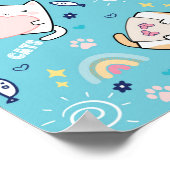 かわいい子ネコお洒落柄 ポスター (角)