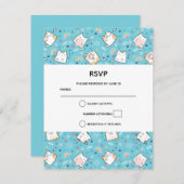 かわいい子ネコお洒落柄 出欠カード (正面/裏面)