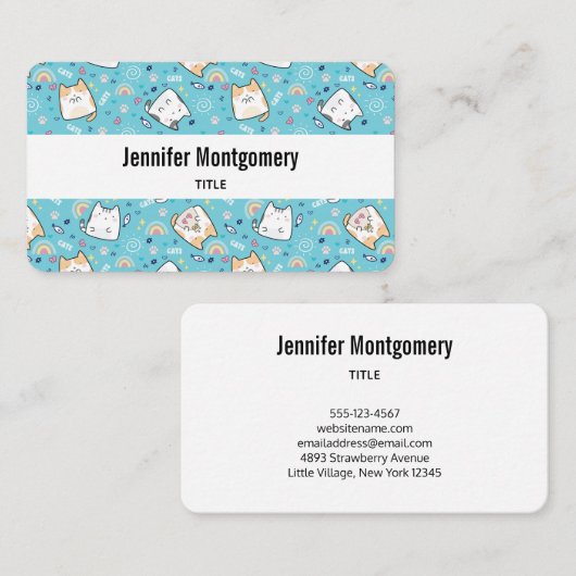 かわいい子ネコお洒落柄 名刺 (正面/裏面)