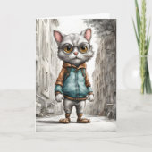 かわいい子ネコが散歩に出空白のる カード (正面)