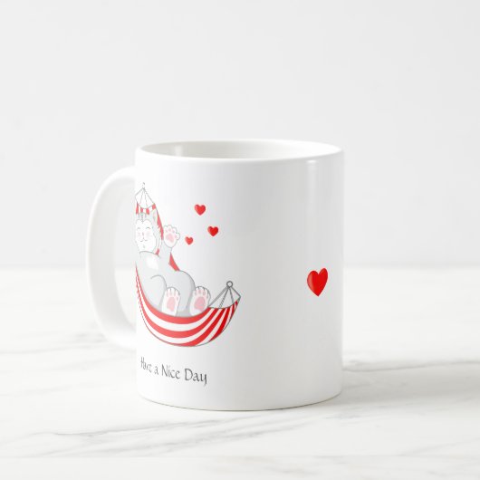 かわいい子ネコが素敵な日を過ごす コーヒーマグカップ (正面左)