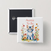 かわいい子ネコが赤ちゃんシャワーを浴びられるおばさん 缶バッジ (正面&裏面)