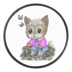 かわいい子ネコと蝶 アイスホッケーパック