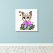 かわいい子ネコと蝶 キャンバスプリント (インサイチュ (ウッドフロア))