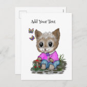 かわいい子ネコと蝶 シーズンポストカード (正面/裏面)