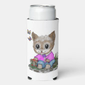 かわいい子ネコと蝶 スリム缶クーラー (Seltzer正面)
