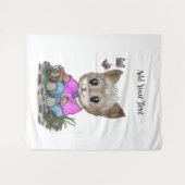 かわいい子ネコと蝶 タペストリー (正面(横))