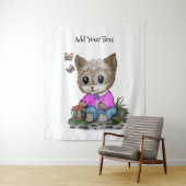 かわいい子ネコと蝶 タペストリー (インサイチュ)