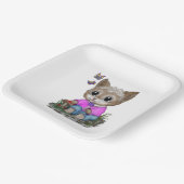 かわいい子ネコと蝶 ペーパープレート (傾斜あり)