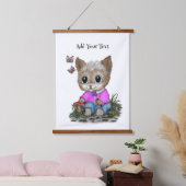 かわいい子ネコと蝶 吊り下げ型タペストリー (寝室)