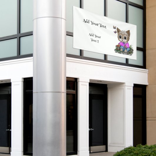 かわいい子ネコと蝶 横断幕 (ビルの外側)