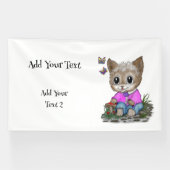 かわいい子ネコと蝶 横断幕 (横)