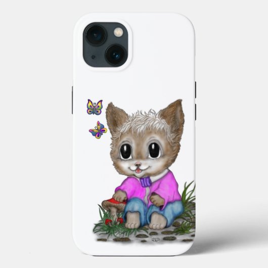 かわいい子ネコと蝶 Case-Mate iPhoneケース (裏面)