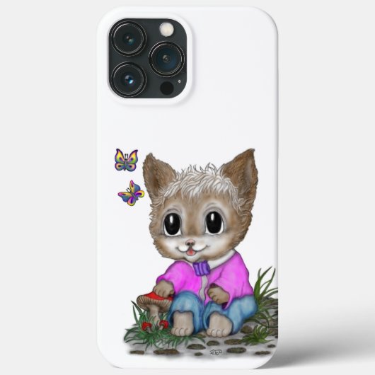 かわいい子ネコと蝶 Case-Mate iPhoneケース (裏面)