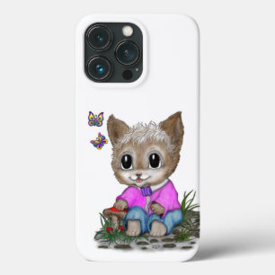 かわいい子ネコと蝶 iPhone 13 PROケース