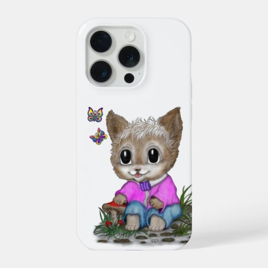かわいい子ネコと蝶 iPhoneケース (裏面)