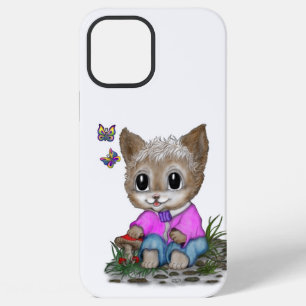 かわいい子ネコと蝶 iPhone 12 PRO MAXケース