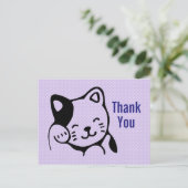 かわいい子ネコなびくハローパーティーありがとう ポストカード (スタンド正面)