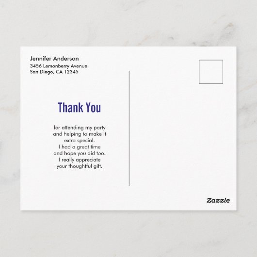 かわいい子ネコなびくハローパーティーありがとう ポストカード (裏面)