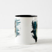 かわいい子ネコのアートワーク ツートーンマグカップ (中央)