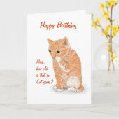 かわいい子ネコのバースデー・カード カード (黄色い花)