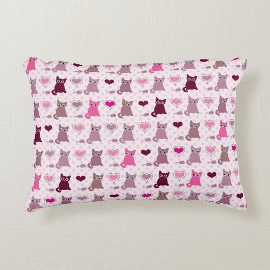 かわいい子ネコの女の子パターン アクセントクッション (正面)