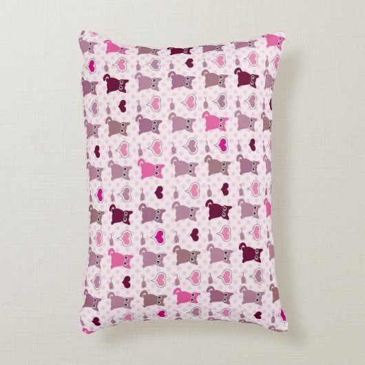 かわいい子ネコの女の子パターン アクセントクッション (正面(垂直))