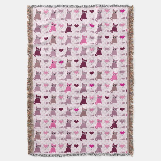 かわいい子ネコの女の子パターン スローブランケット (正面縦)