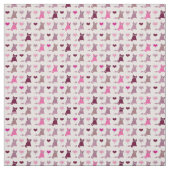 かわいい子ネコの女の子パターン ファブリック (見本)