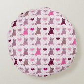 かわいい子ネコの女の子パターン ラウンドクッション (裏面)