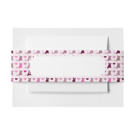 かわいい子ネコの女の子パターン 招待状ベリーバンド (正面例)