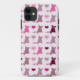 かわいい子ネコの女の子パターン iPhone 11 ケース