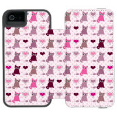 かわいい子ネコの女の子パターン INCIPIO iPhoneウォレットケース (フォリオ Open)