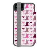 かわいい子ネコの女の子パターン INCIPIO iPhoneウォレットケース (フォリオ裏面)