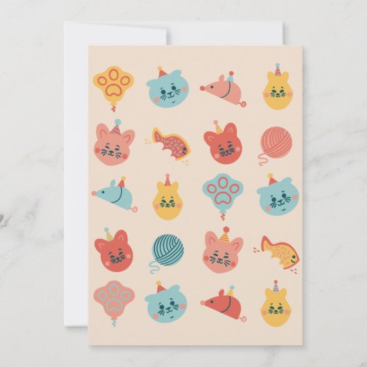 かわいい子ネコの子ども誕生会 招待状 (裏面)