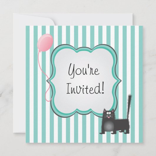 かわいい子ネコの誕生日パーティーへの招待 招待状 (裏面)