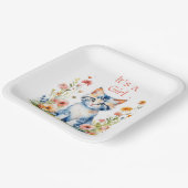 かわいい子ネコをテーマにした少女の赤ちゃんシャワー ペーパープレート (傾斜あり)