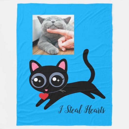 かわいい子ネコハートを盗む写真 フリースブランケット (正面)