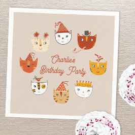 かわいい子ネコパーソナライズされた誕生日 スタンダードカクテルナプキン