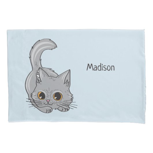 かわいい子ネコ名前をカスタムする及び色の枕カバー 枕カバー (正面)