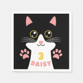 かわいい子ネコ子の誕生日パーティー スタンダードカクテルナプキン (正面)