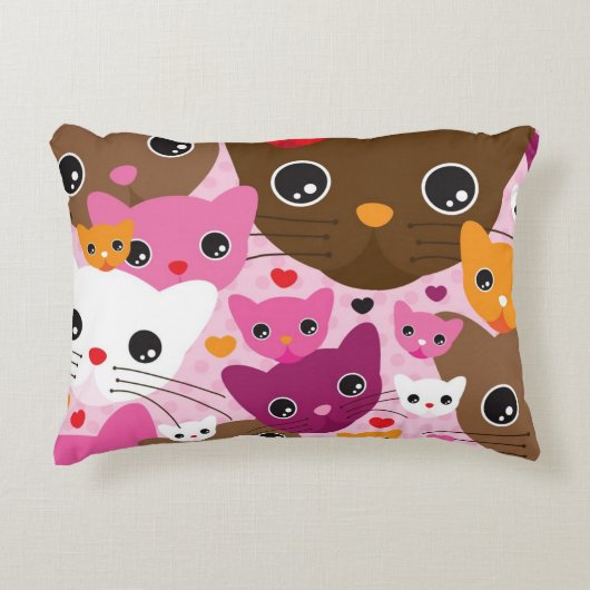 かわいい子ネコ猫の背景パターン アクセントクッション (正面)