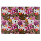 かわいい子ネコ猫の背景パターン カッティングボード (正面)