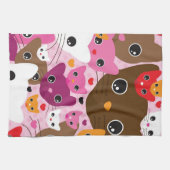 かわいい子ネコ猫の背景パターン キッチンタオル (横)