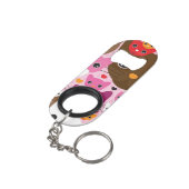 かわいい子ネコ猫の背景パターン キーホルダー栓抜き (裏面アングル)