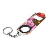 かわいい子ネコ猫の背景パターン キーホルダー栓抜き (正面アングル)