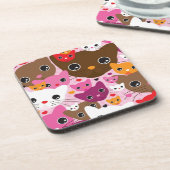 かわいい子ネコ猫の背景パターン コースター (左側)