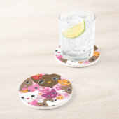 かわいい子ネコ猫の背景パターン コースター (側面)